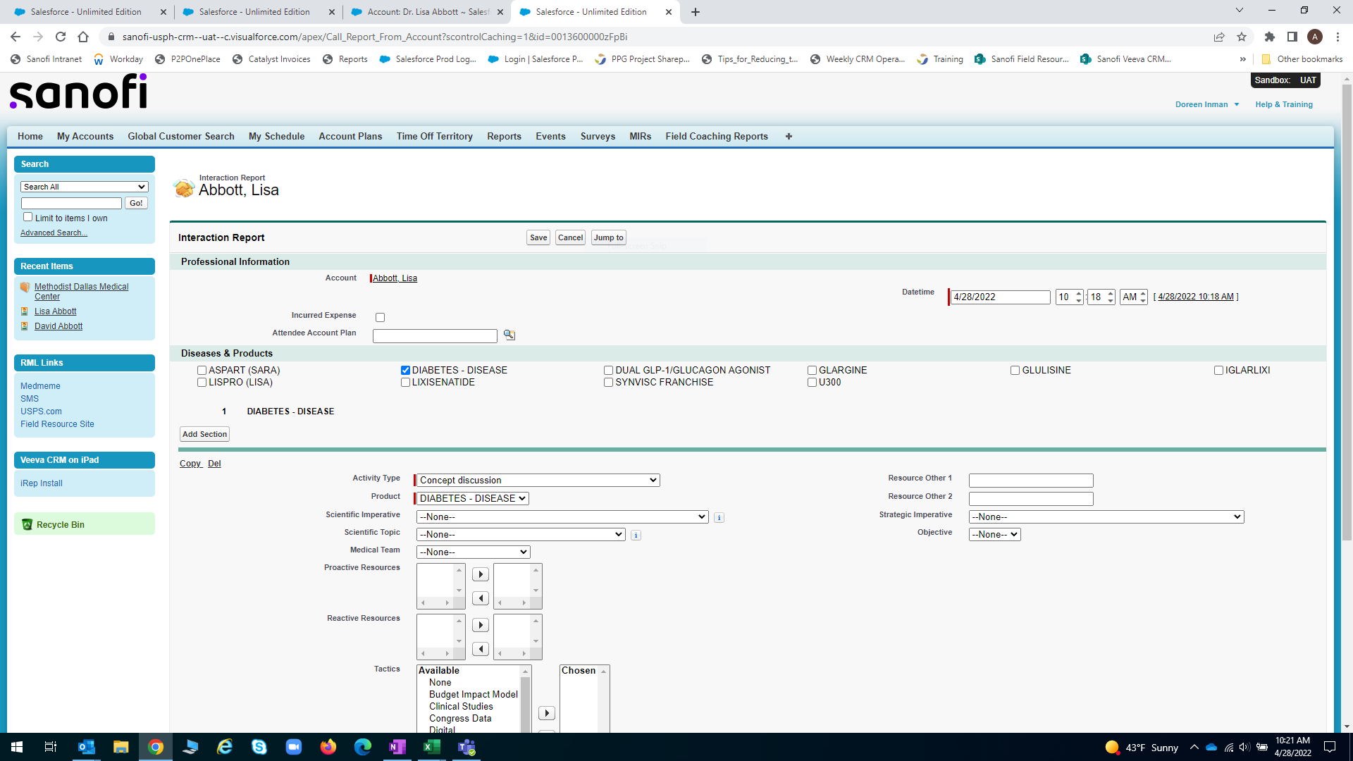Allow Individual Call Detailing on Group Interactions with HCP as Parent –  Veeva Product Support Portal